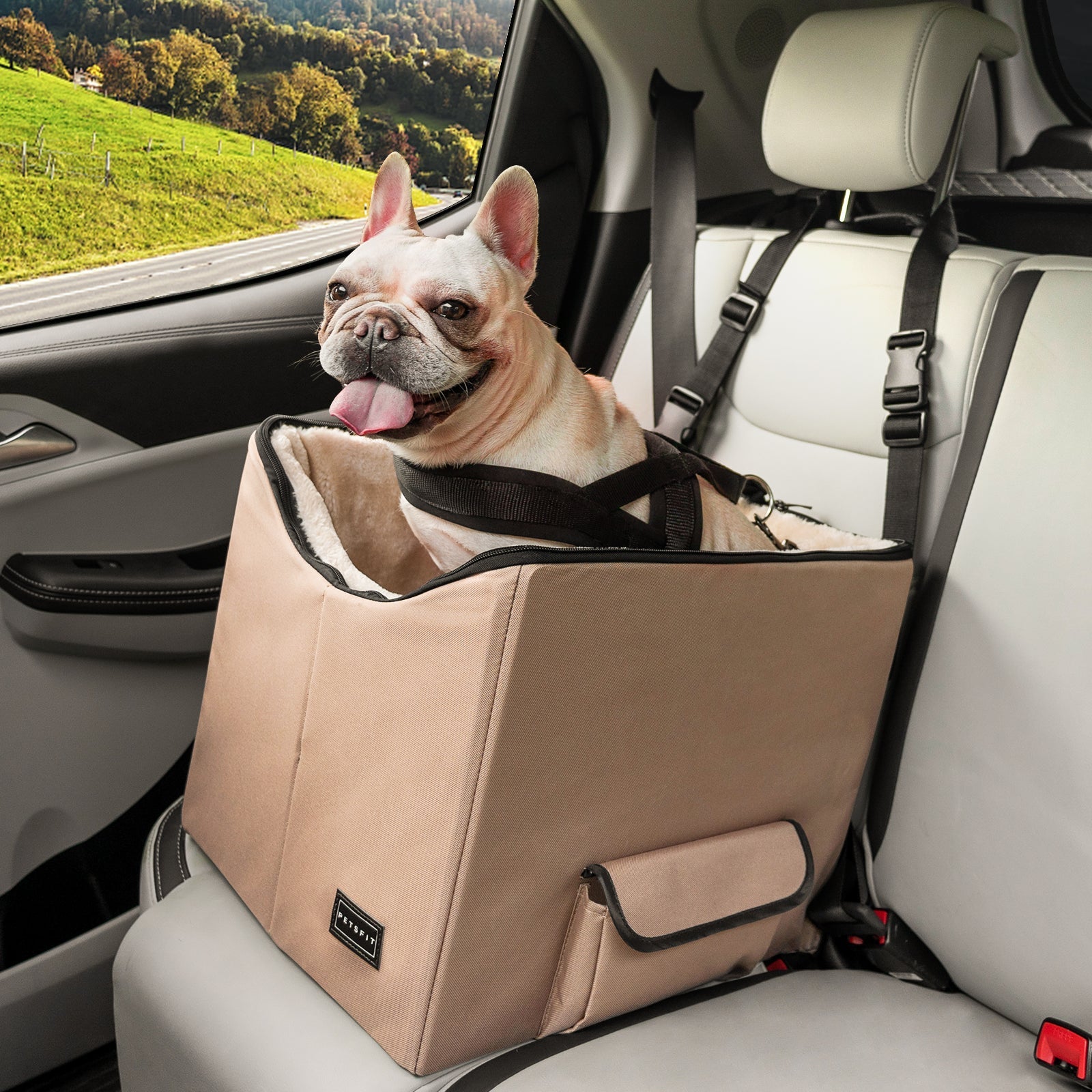 PETSFIT Dog Booster Car Seat For Pet Travel with Safety Belt