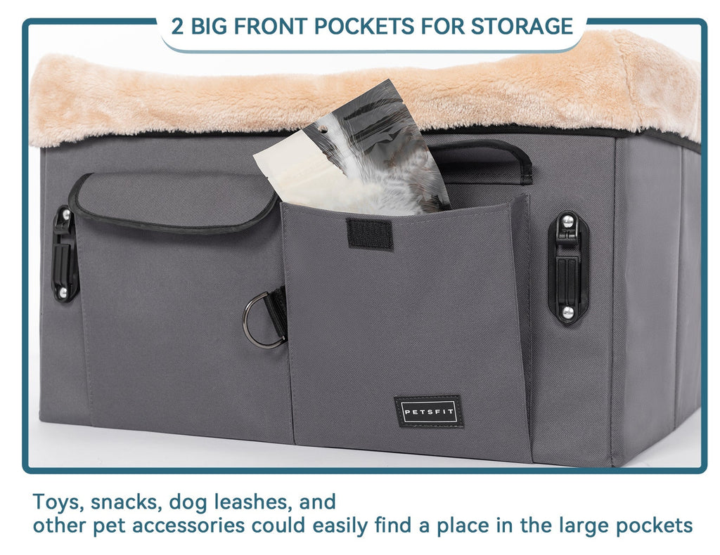 PETSFIT Dog Booster Car Seat For Dog Travel with Safety Belt