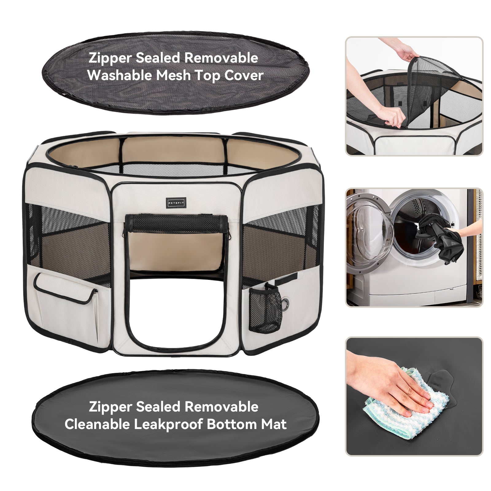 PETSFIT Dog Playpen for Small Medium Dogs