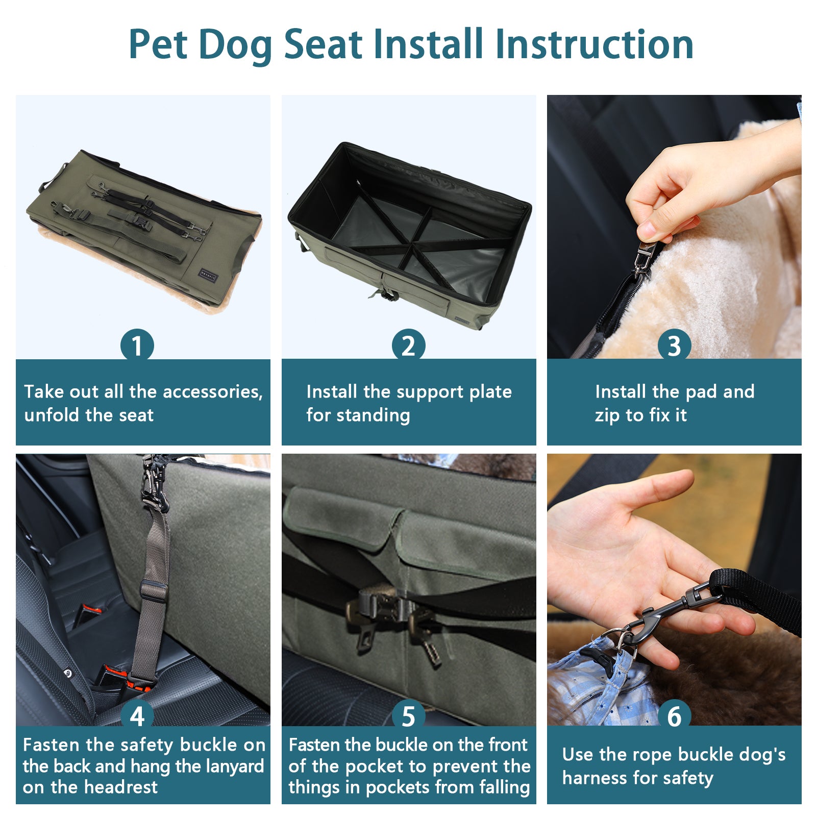 PETSFIT Dog Booster Seat for Medium Dog or 2 Small Dogs or Large Dog up to 55 lb
