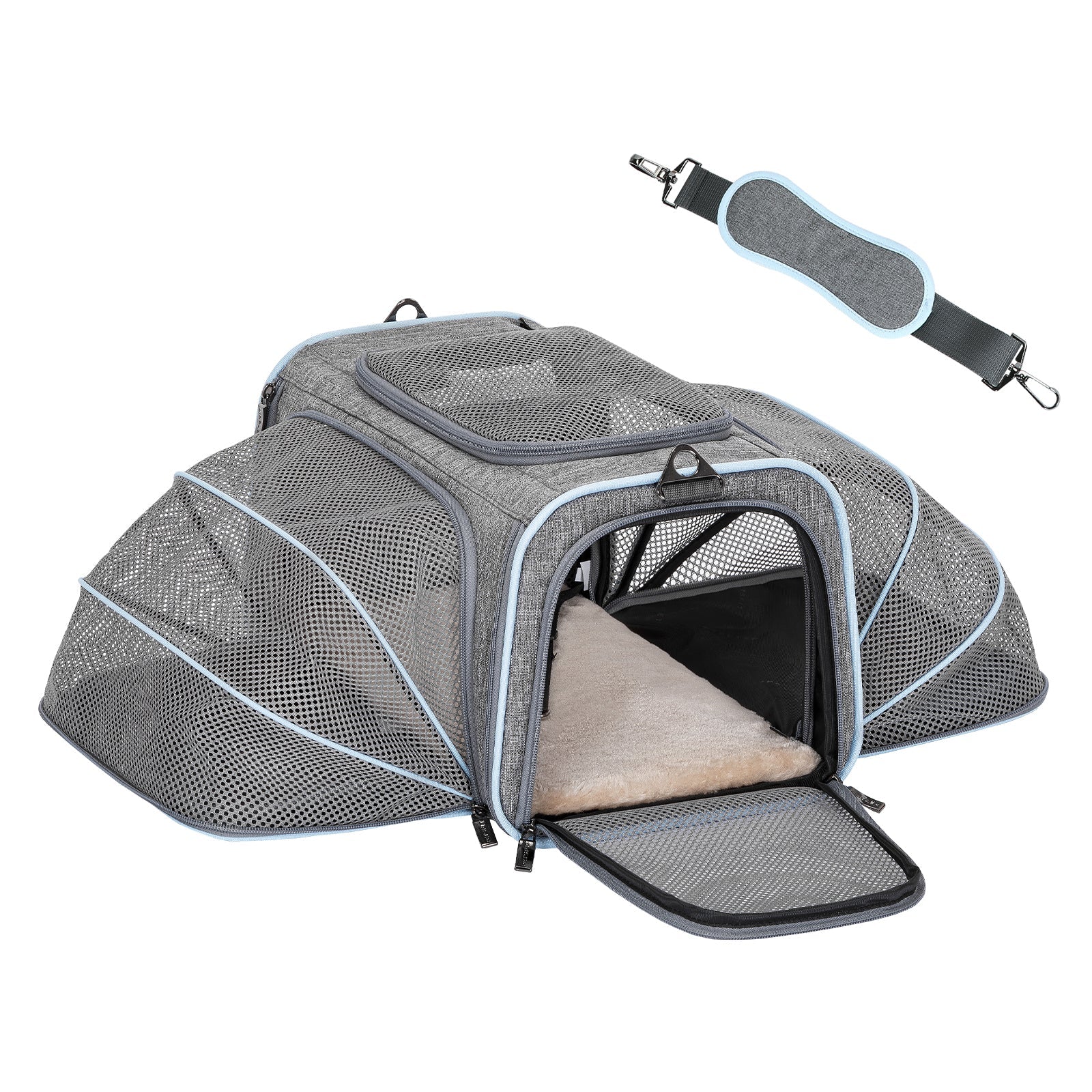PETSFIT Expandable Cat Carrier Small Dog Carriers Airline with 2 Extension
