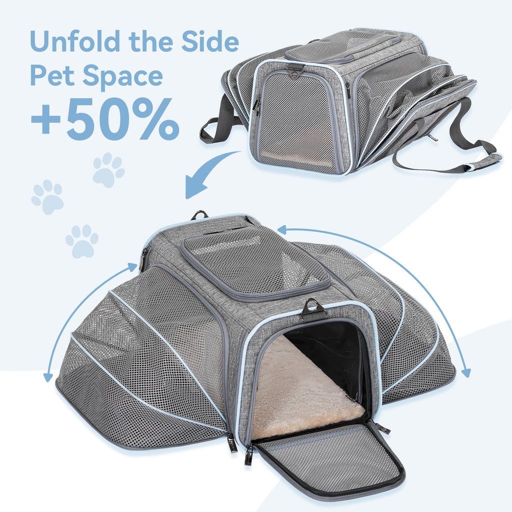 PETSFIT Expandable Cat Carrier Small Dog Carriers Airline with 2 Extension