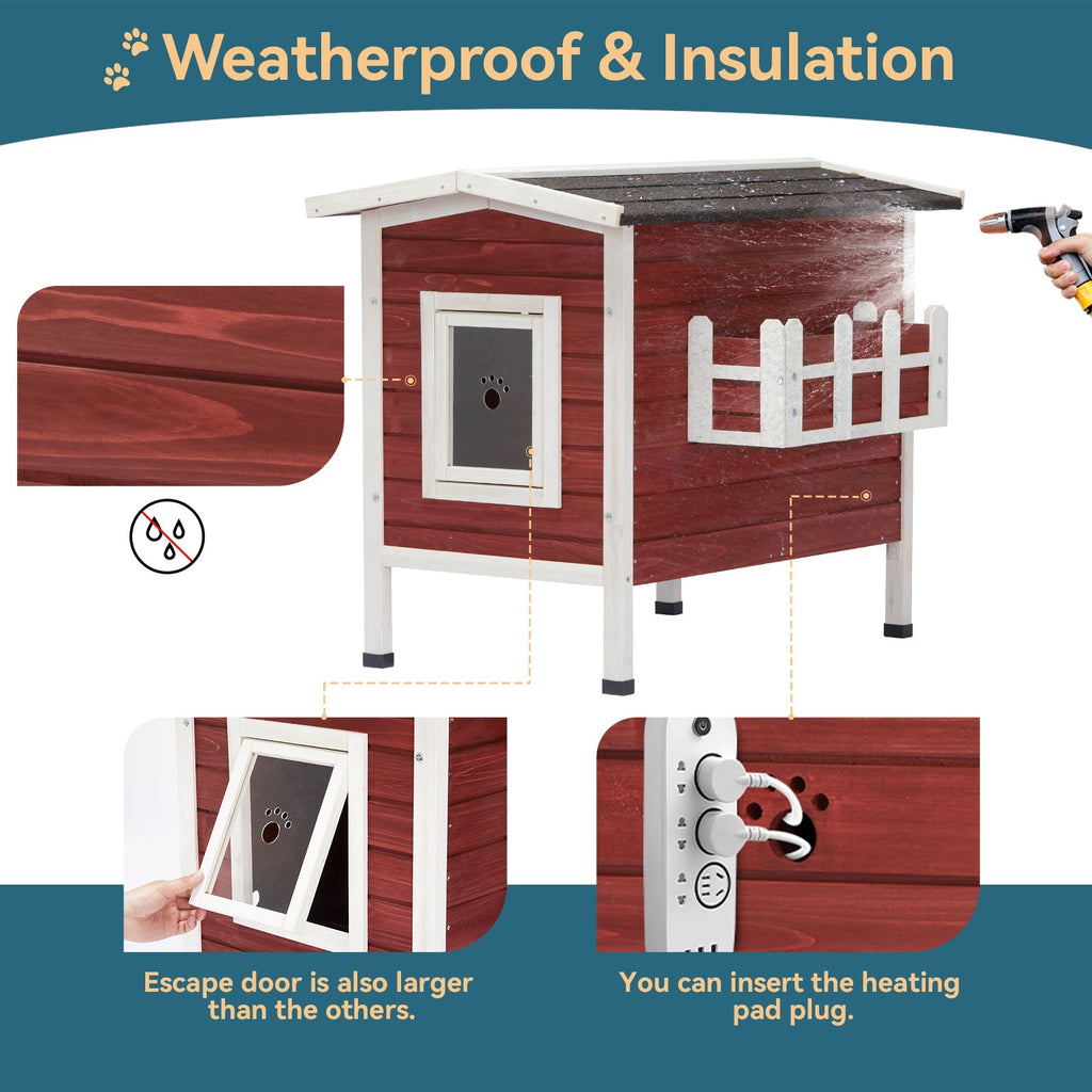 PETSFIT Feral Cat House For Sale Larger Design for 3 Adult Outdoor Cats Weatherproof