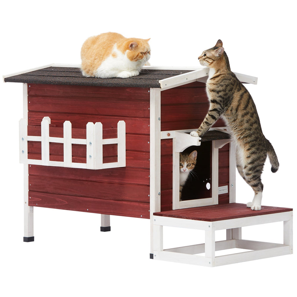 PETSFIT Feral Cat House For Sale Larger Design for 3 Adult Outdoor Cats Weatherproof