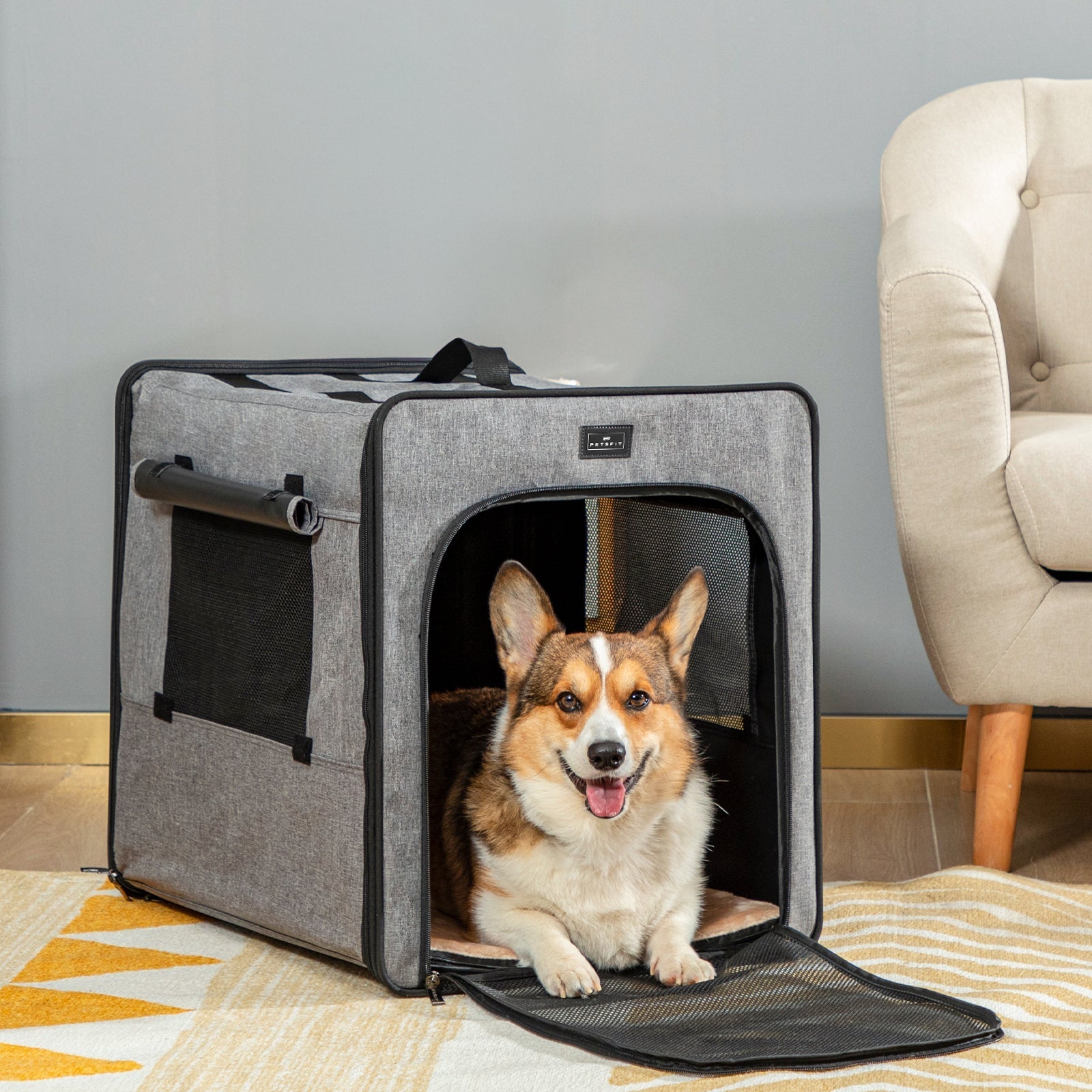 PETSFIT Dog Crate For Travel Collapsible Dog Crate