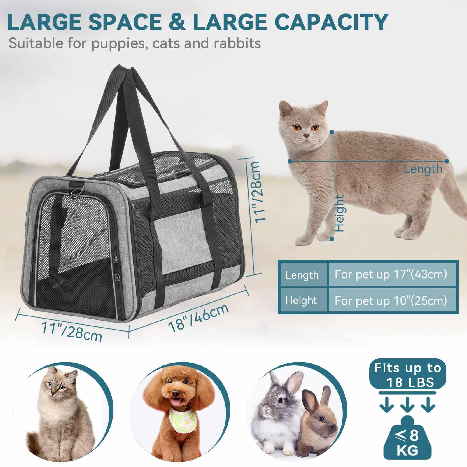 PETSFIT Large Capacity Lightweight Washable Soft-Sided Pet Travel Carrier