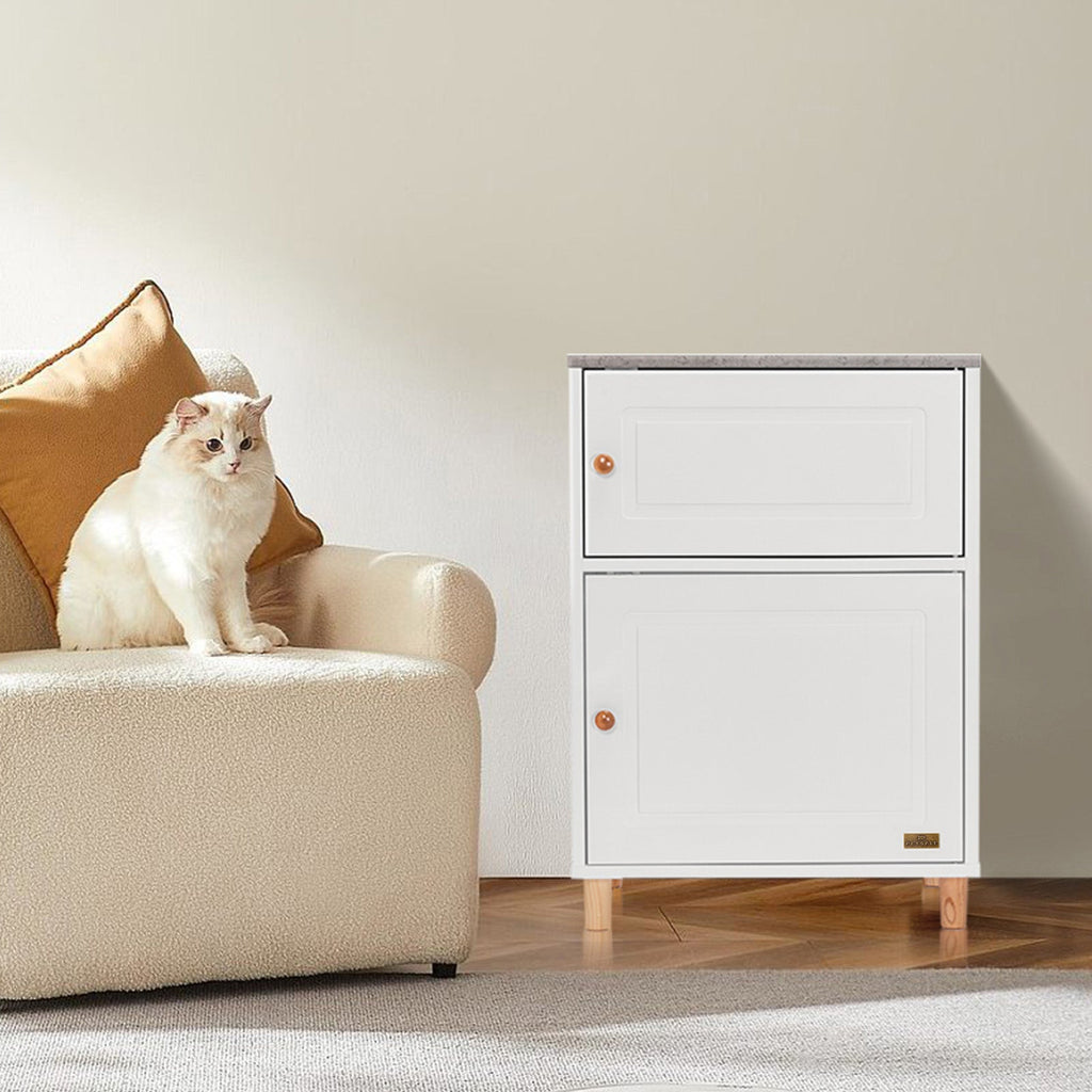 PETSFIT Litter Box Enclosure Stylish Furniture with Odor-Free Storage Cabinet