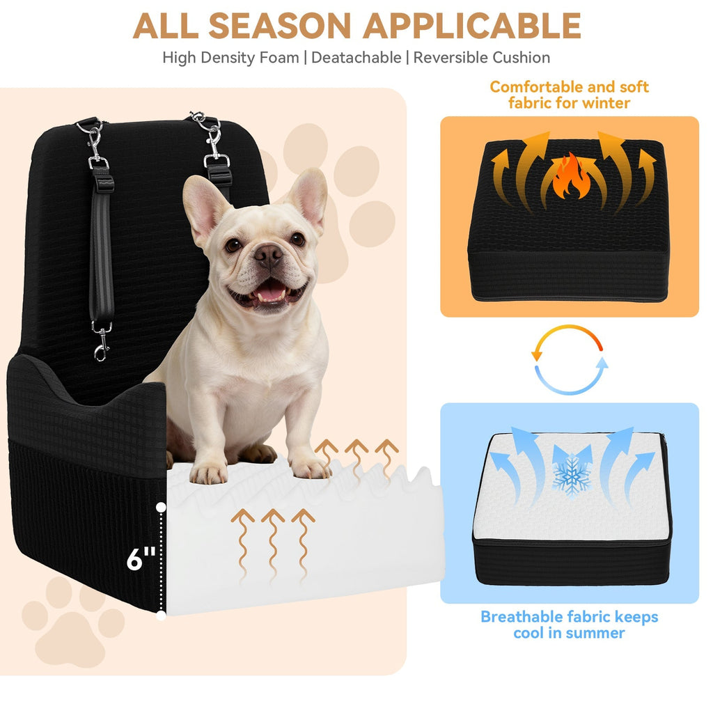 PETSFIT Patented Safety Buckle Memory Foam Dog Booster Car Seat for Medium Dogs
