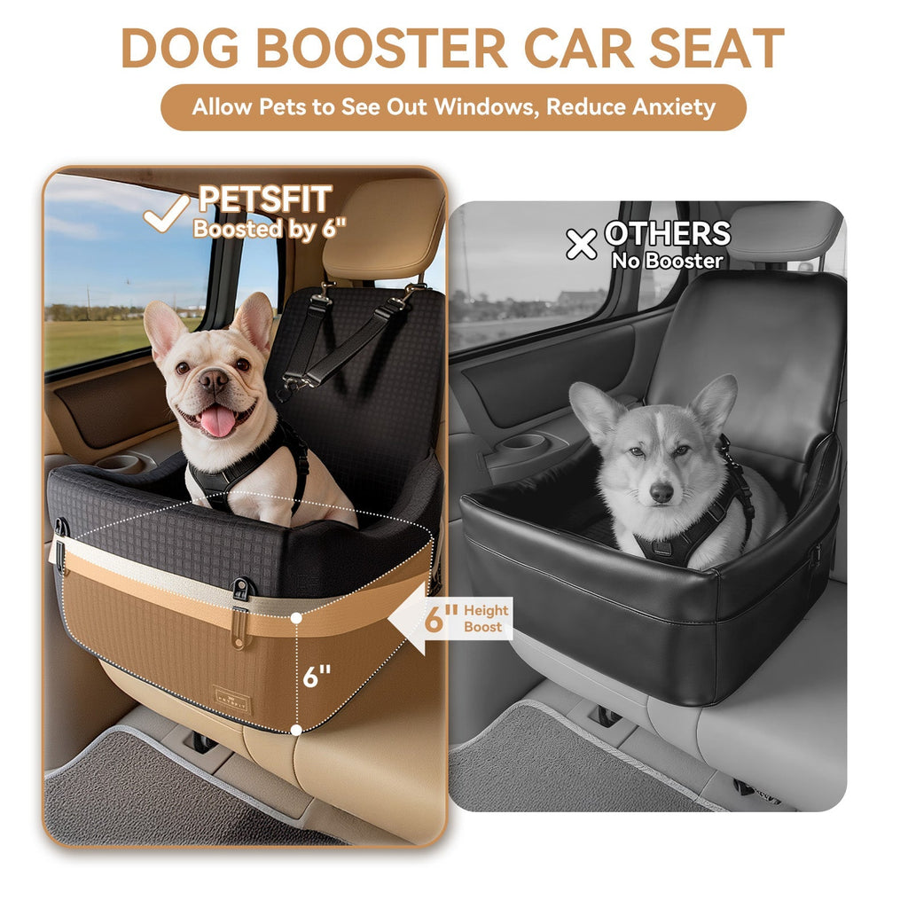 PETSFIT Patented Safety Buckle Memory Foam Dog Booster Car Seat for Medium Dogs