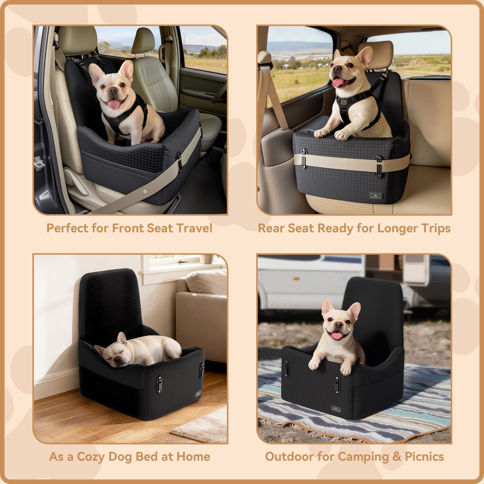 PETSFIT Patented Safety Buckle Memory Foam Dog Booster Car Seat for Medium Dogs