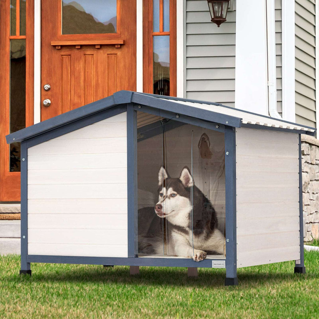 PETSFIT Waterproof PVC Outdoor Dog House for Small and Large Dogs