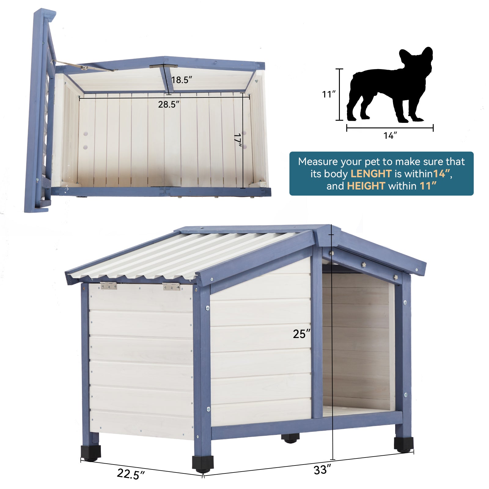 PETSFIT Waterproof PVC Outdoor Dog House for Small and Large Dogs