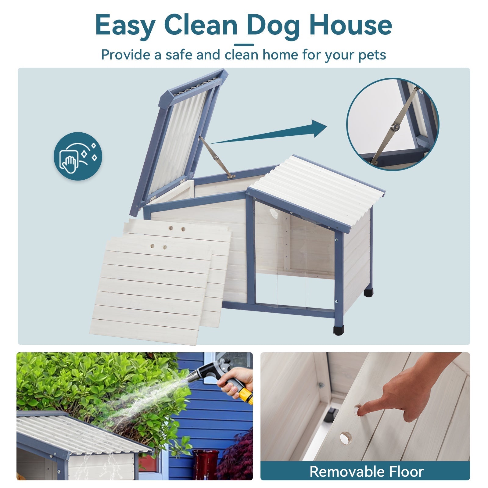 PETSFIT Waterproof PVC Outdoor Dog House for Small and Large Dogs
