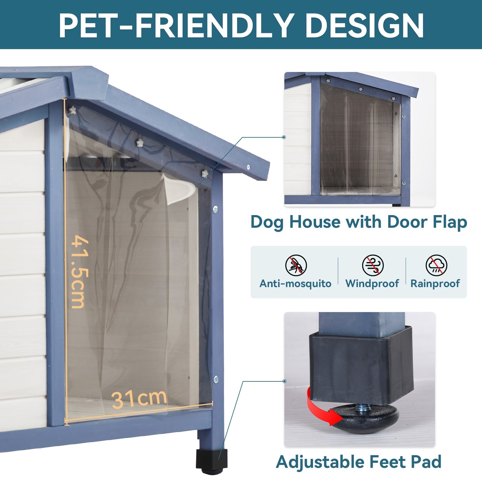 PETSFIT Waterproof PVC Outdoor Dog House for Small and Large Dogs