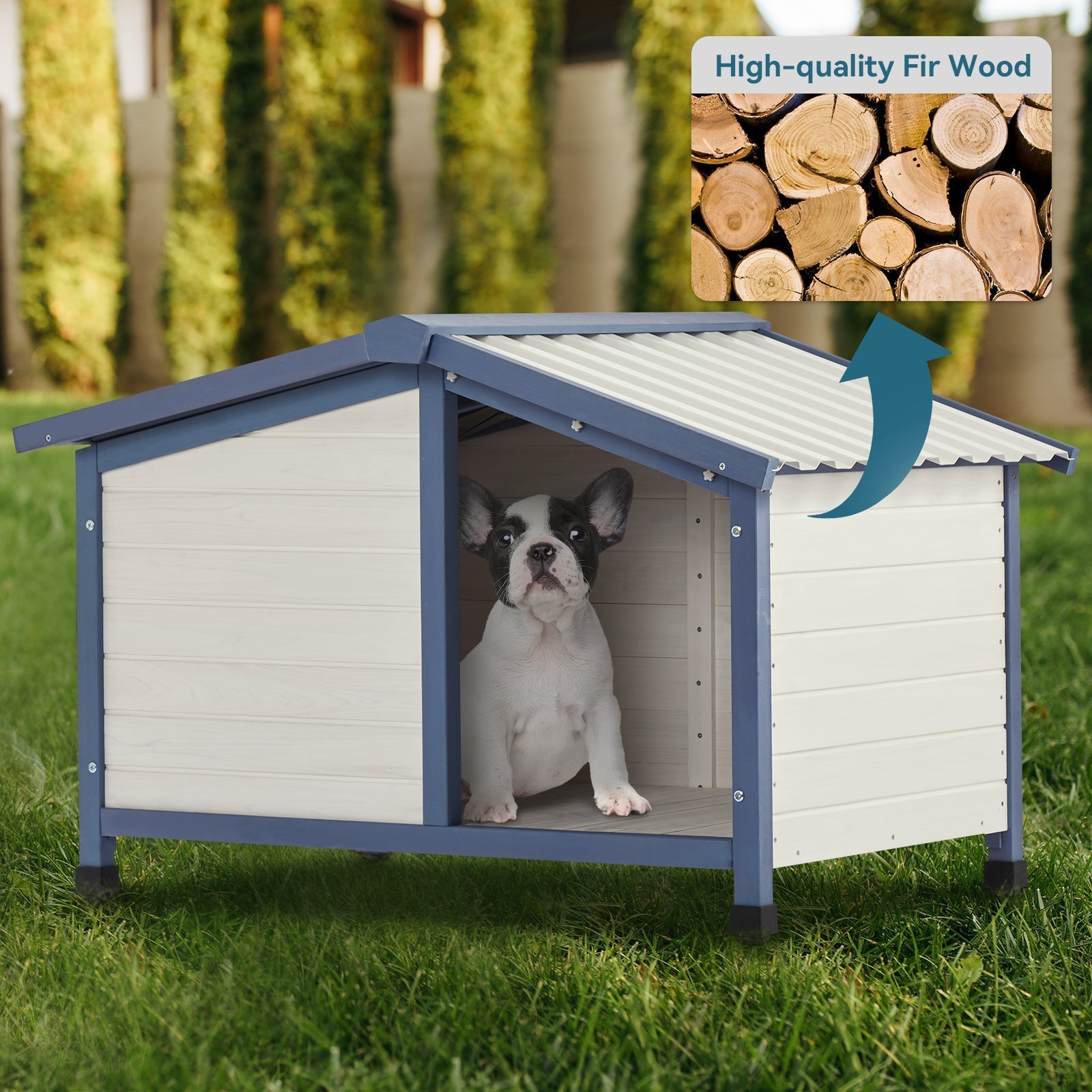 PETSFIT Waterproof PVC Outdoor Dog House for Small and Large Dogs