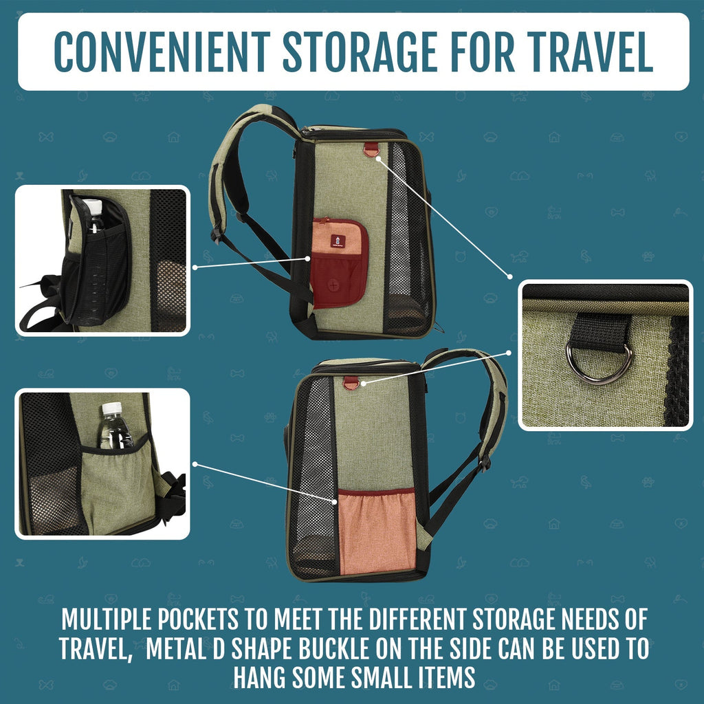 PETSFIT Cat Backpack Carrier For Traveling with Soft Plush Mat Cross