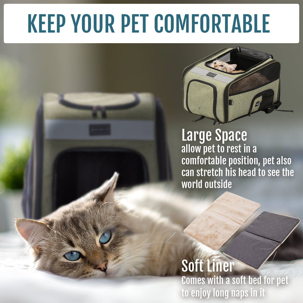 PETSFIT Cat Backpack Carrier For Traveling with Soft Plush Mat Cross