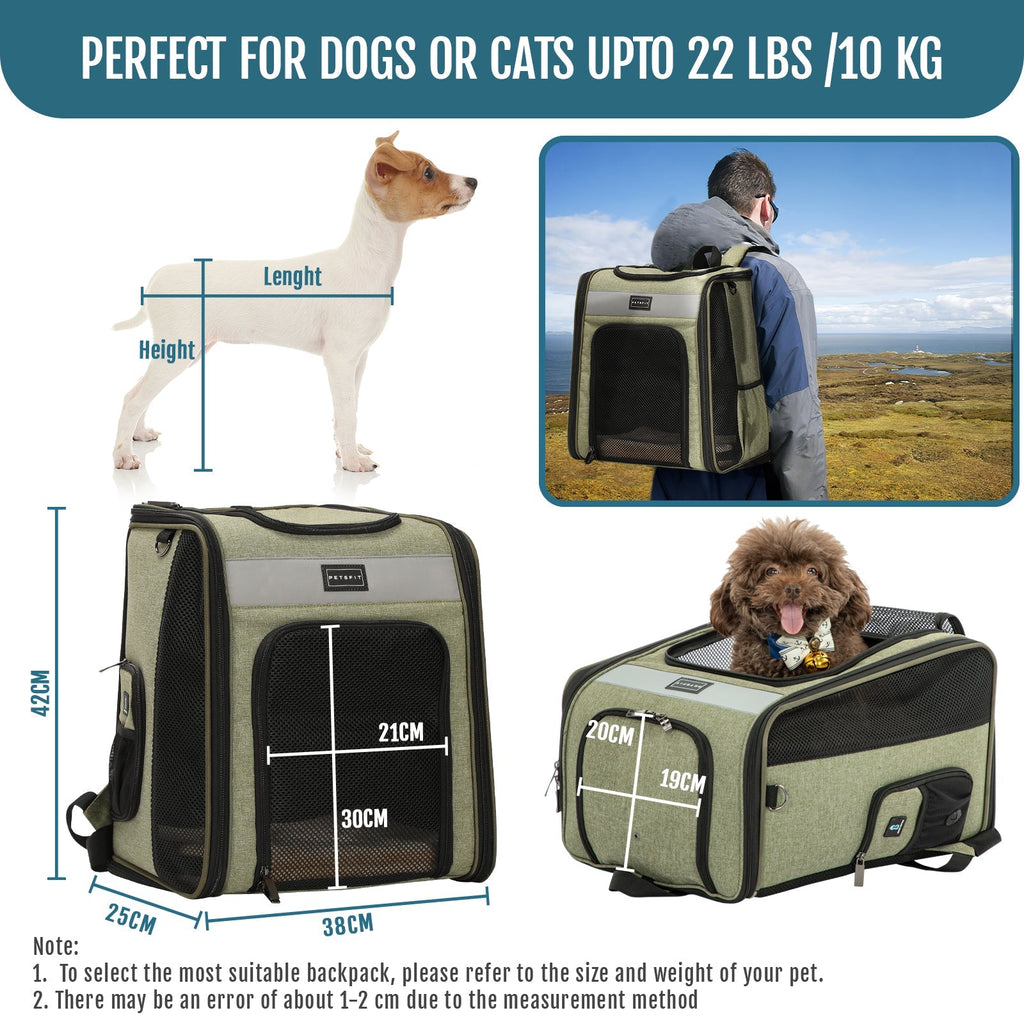 PETSFIT Cat Backpack Carrier For Traveling with Soft Plush Mat Cross