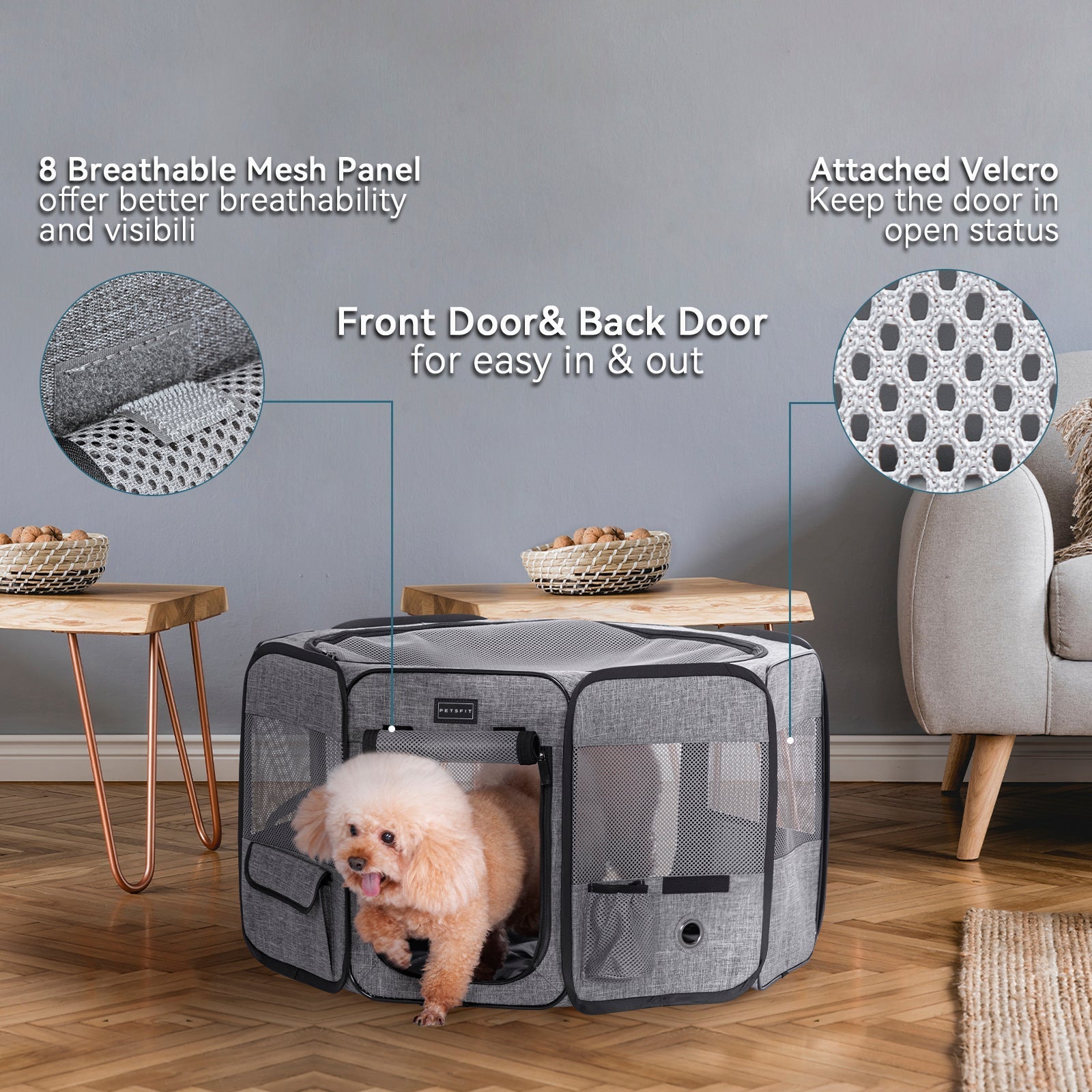 PETSFIT Pet Pop Up Playpen Portable Small Dog Pen
