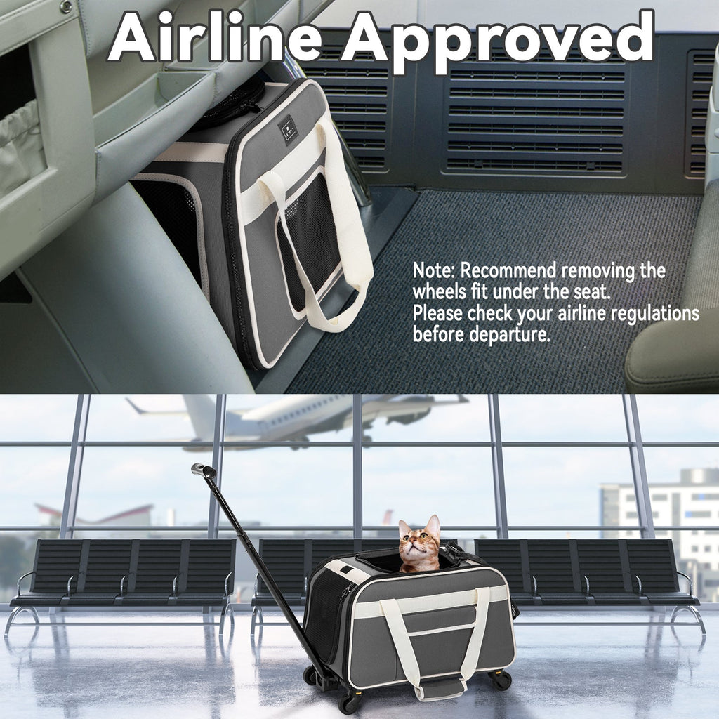 PETSFIT Airline Pet Carrier With Wheels