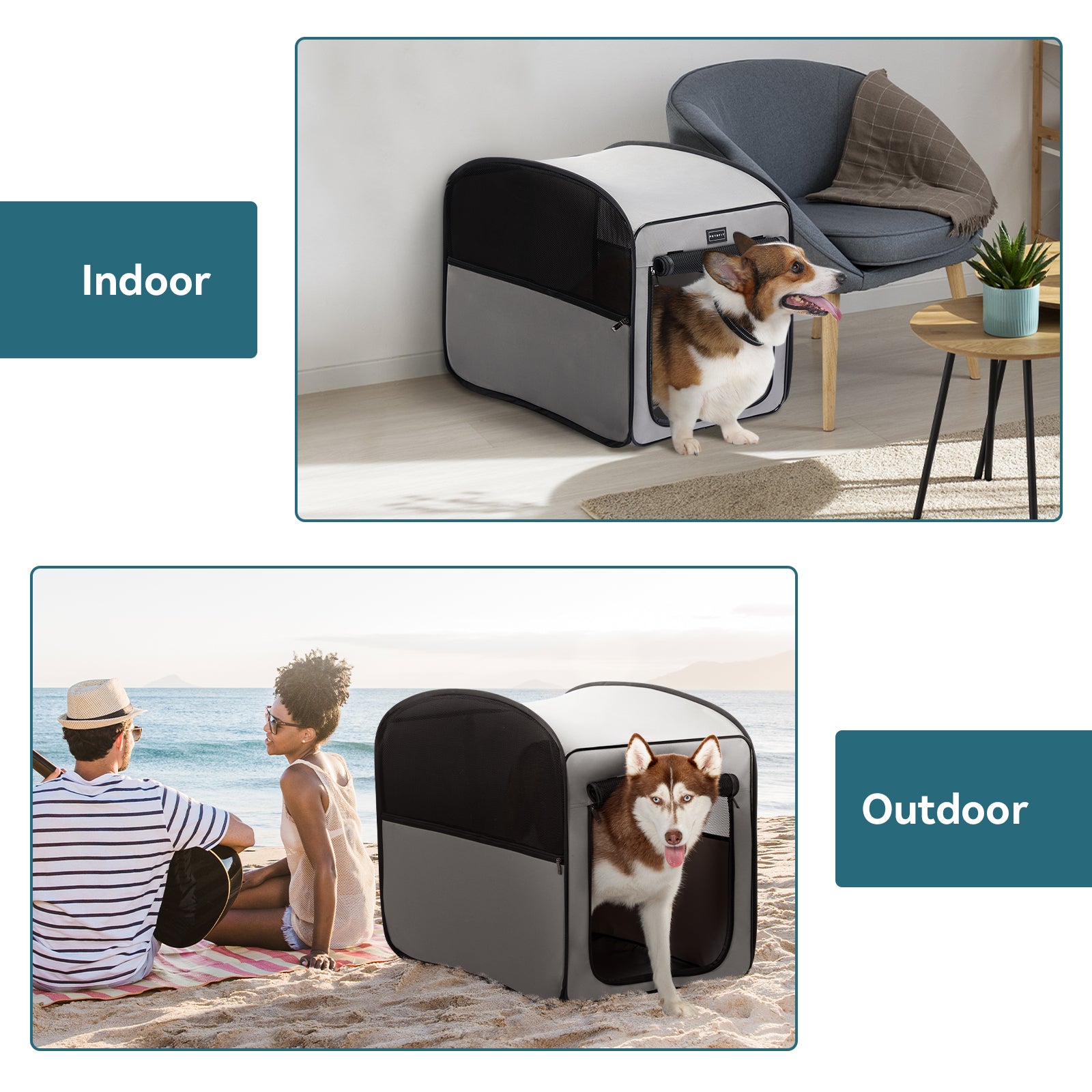 PETSFIT Portable Dog Crate Pop Up Collapsible Crate