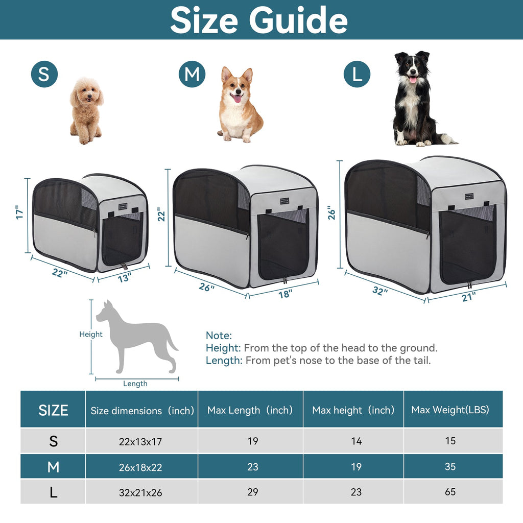 PETSFIT Portable Dog Crate Pop Up Collapsible Crate