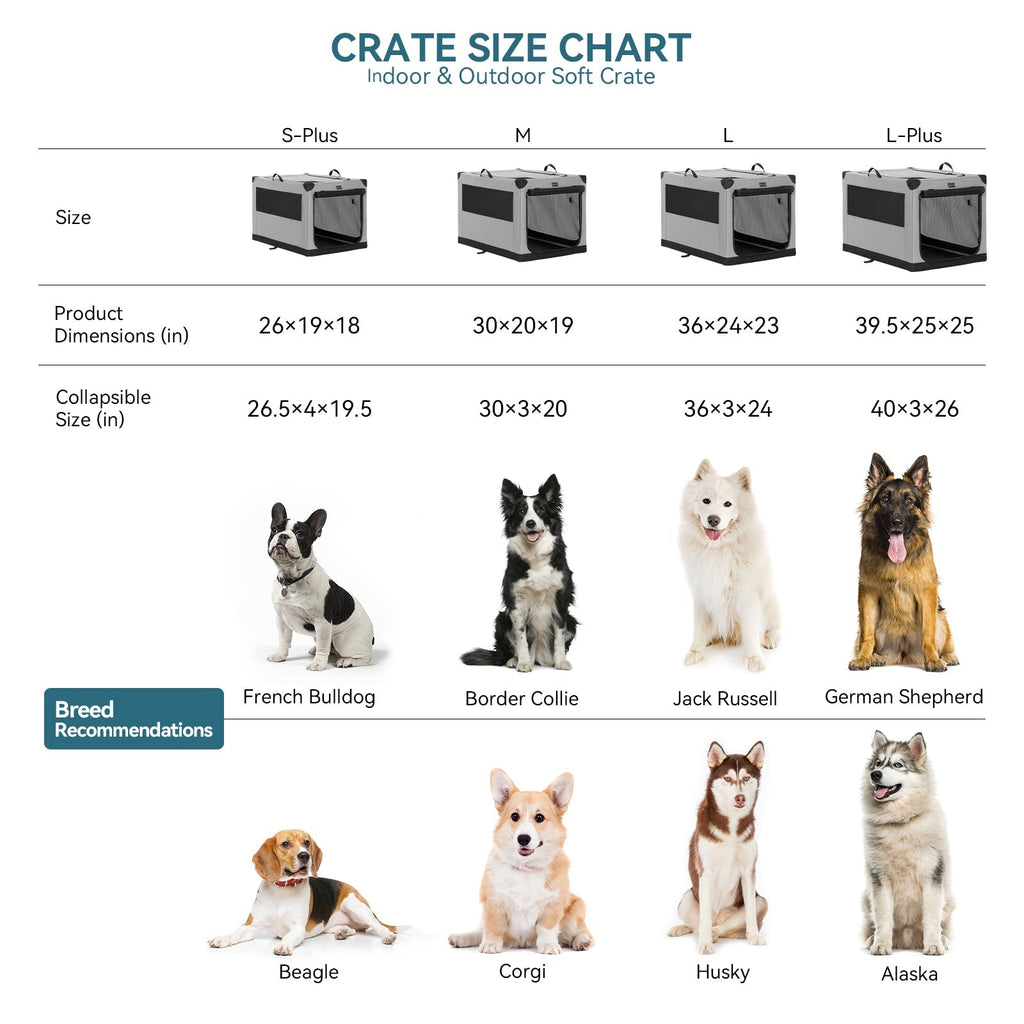 PETSFIT Portable Soft Collapsible Dog Crate Light Gray