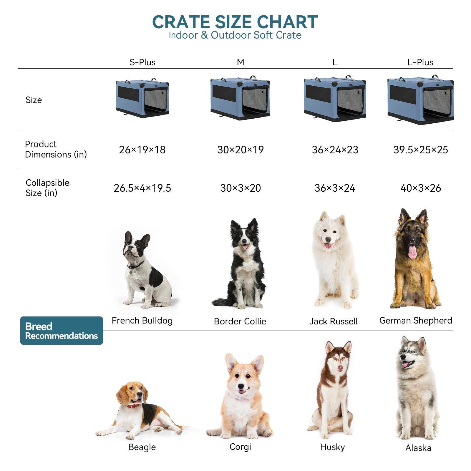 PETSFIT 3-Door Portable Soft Collapsible Dog Crate