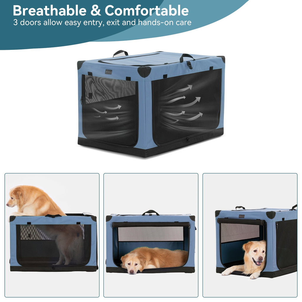 PETSFIT 3-Door Portable Soft Collapsible Dog Crate