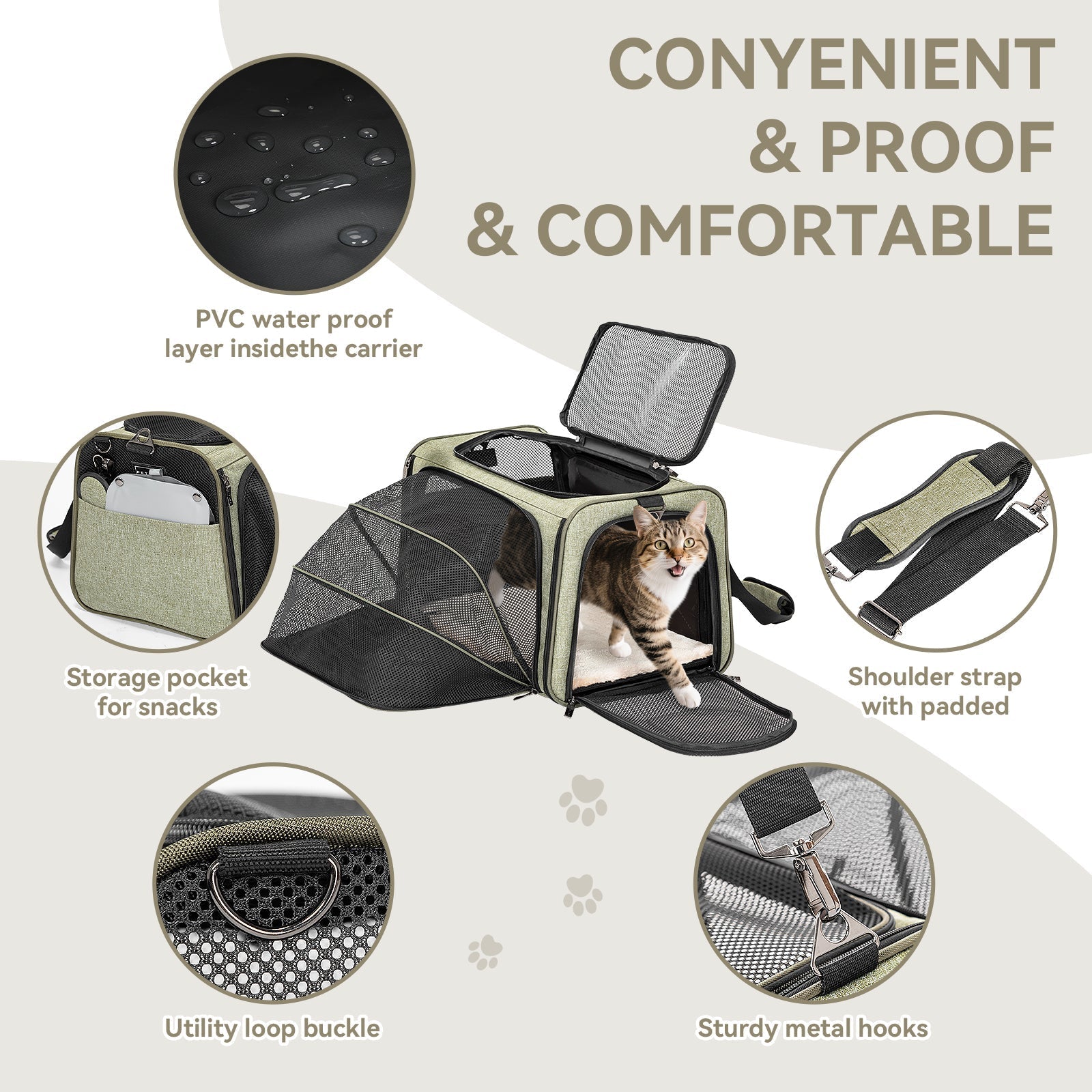 PETSFIT Cat Carrier Dog Carrier Expandable