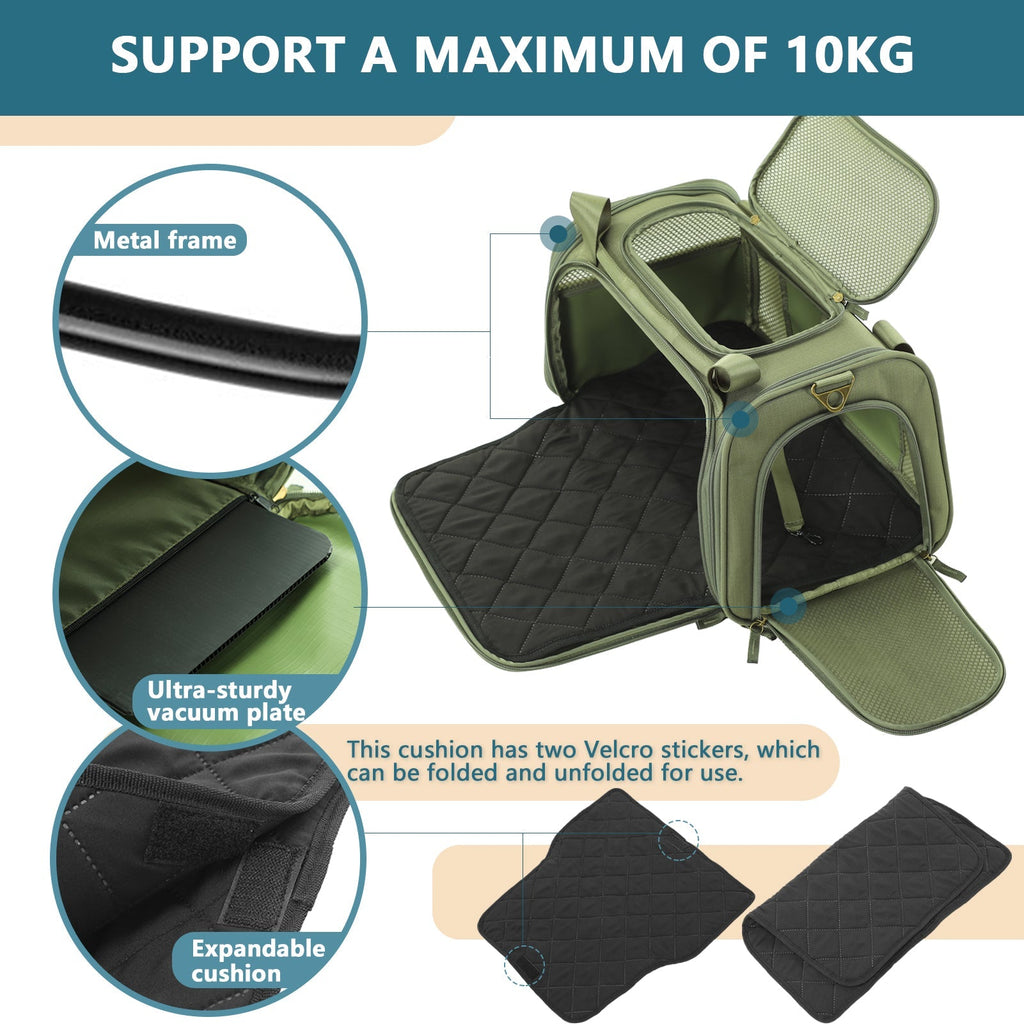 PETSFIT Foldable Pet Carrier for Cats and Small Dogs – Soft-Sided Travel Bag for Car