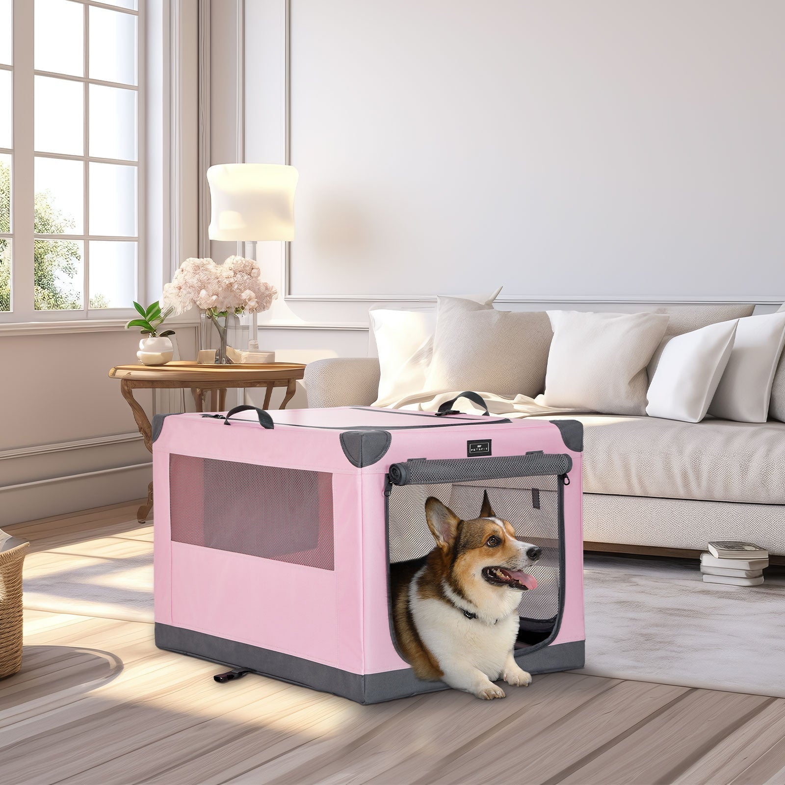 PETSFIT 3-Door Portable Soft Collapsible Dog Crate