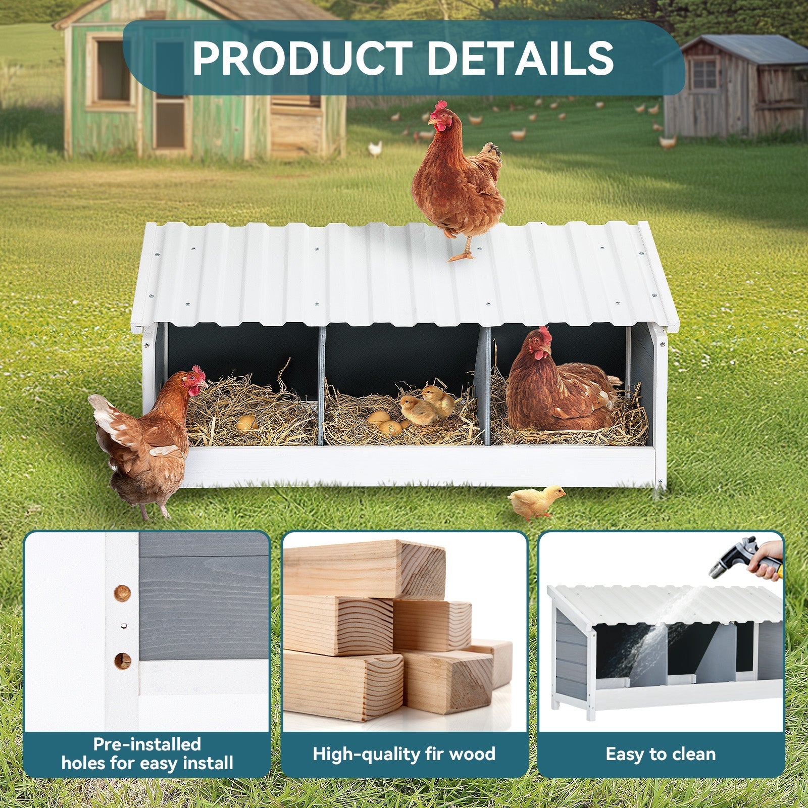 PETSFIT Triple Hen Nesting Boxes
