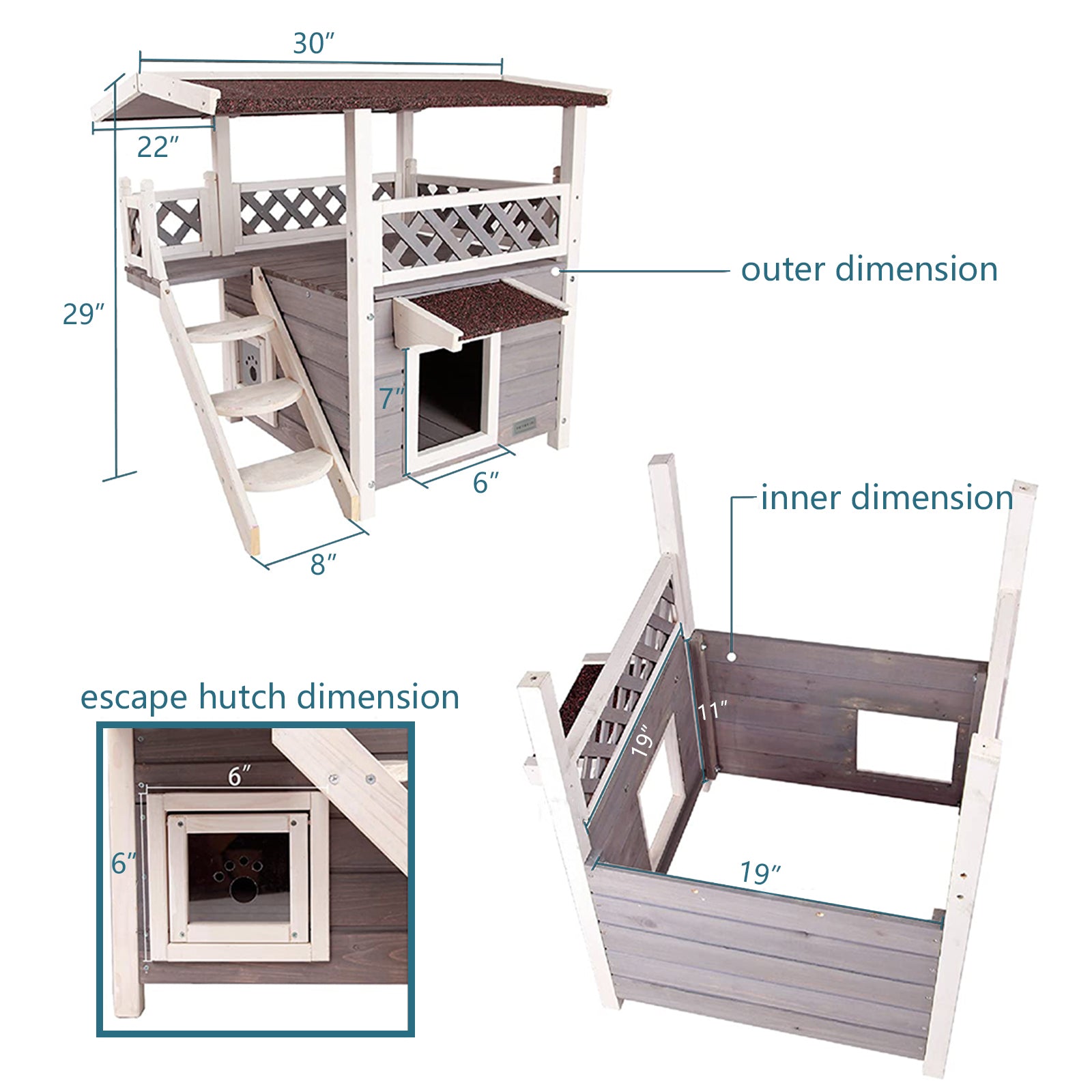 PETSFIT Cat House for Outdoor Feral Cat Shelter