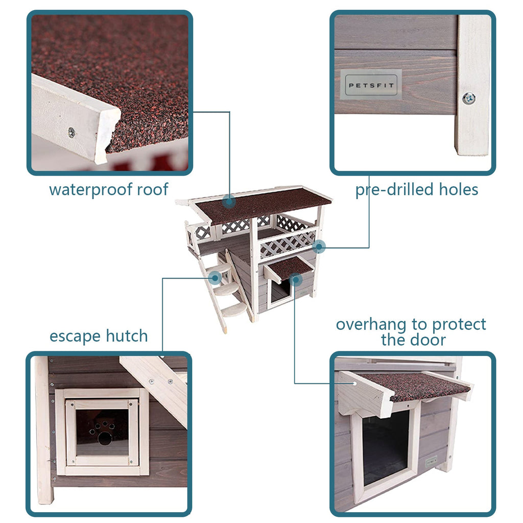 PETSFIT Cat House for Outdoor Feral Cat Shelter