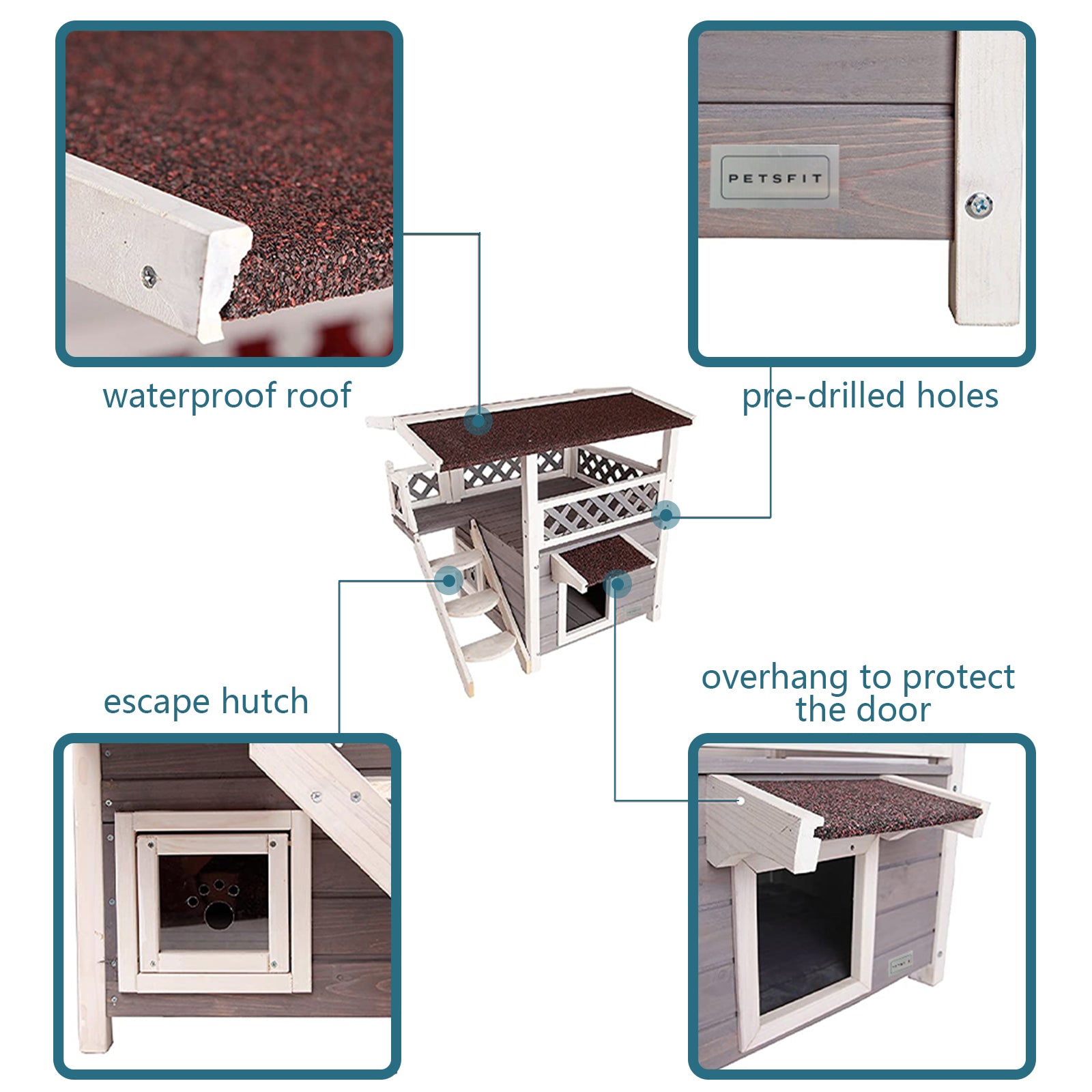 PETSFIT Cat House for Outdoor Feral Cat Shelter