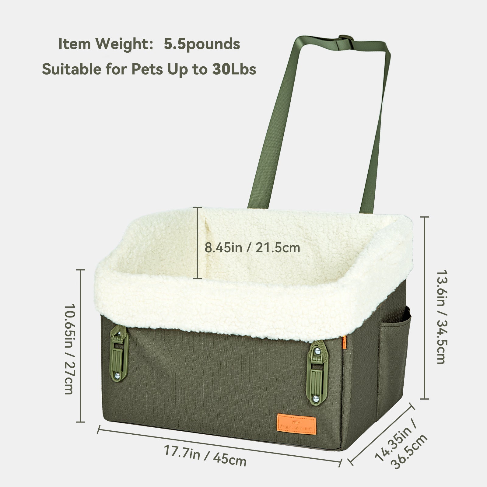 PETSFIT WILDPATH Dog Car Booster Seat with Hidden Storage for Small & Medium Dogs