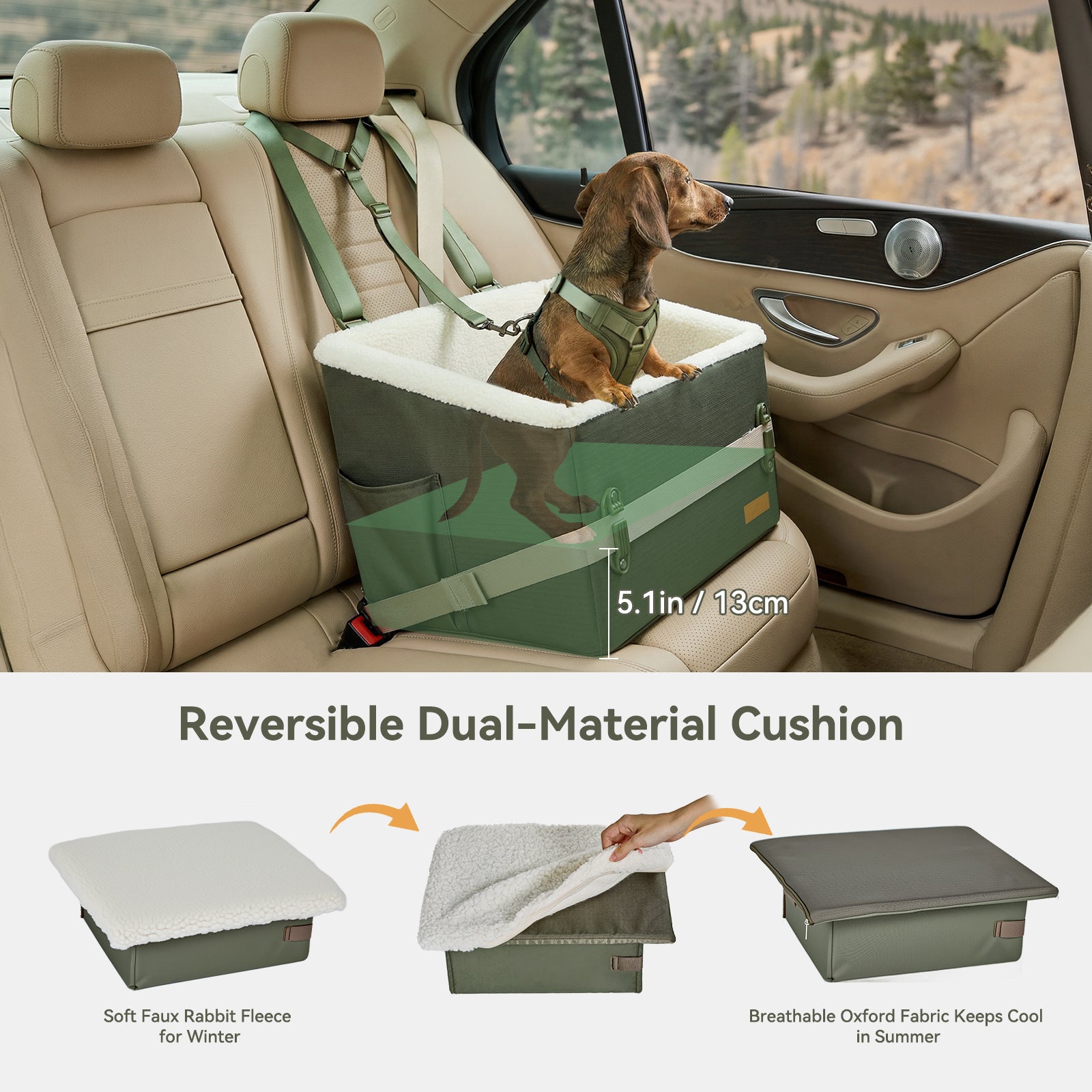 PETSFIT WILDPATH Elevated Dog Car Booster Seat for Small & Medium Dogs