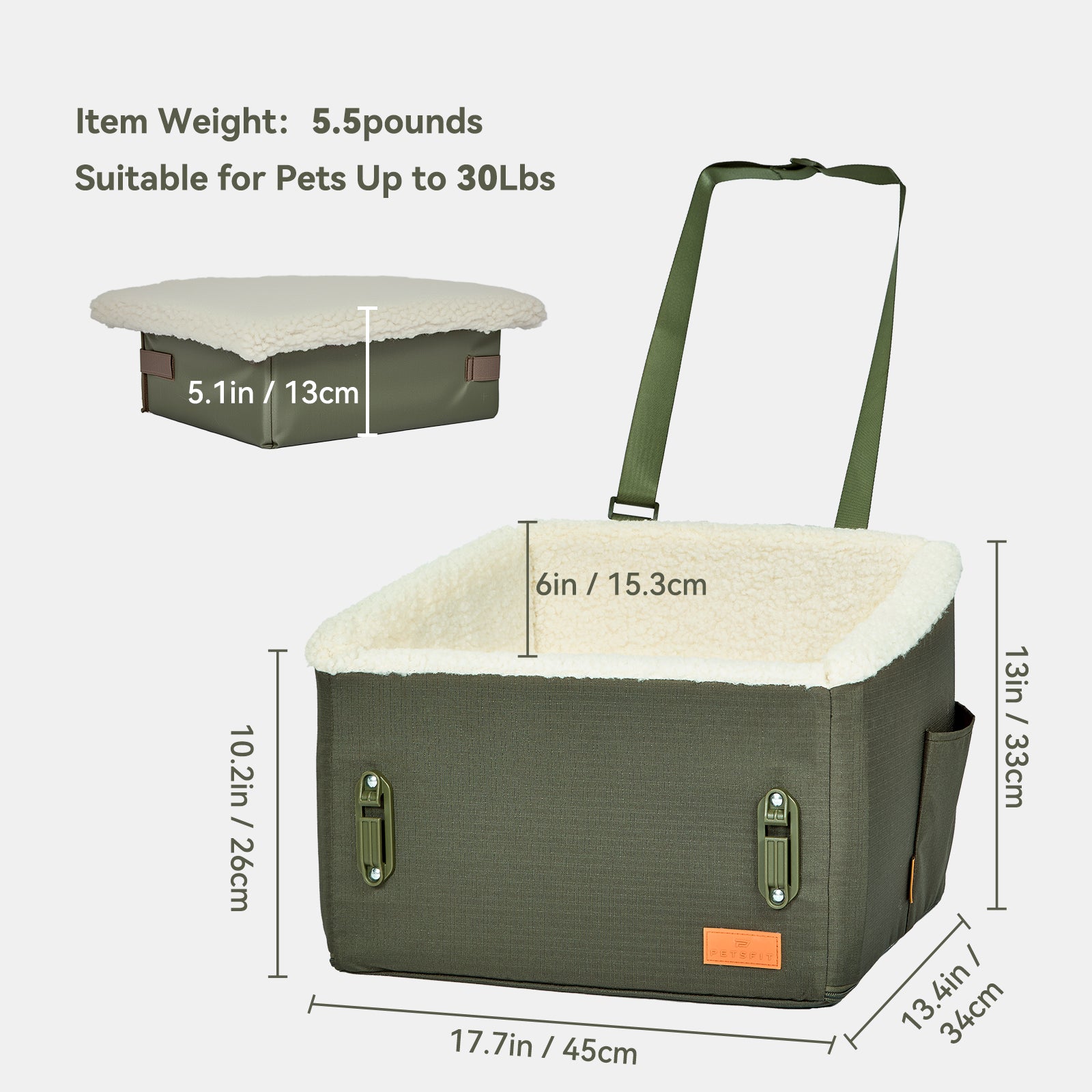 PETSFIT WILDPATH Elevated Dog Car Booster Seat for Small & Medium Dogs
