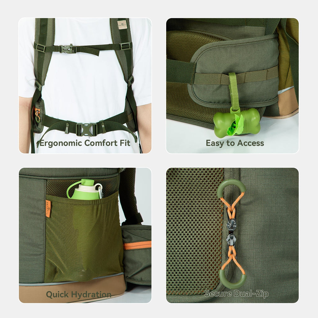 PETSFIT WILDPATH Dual‑Pet Hiking Carrier Backpack with Zippered Divider