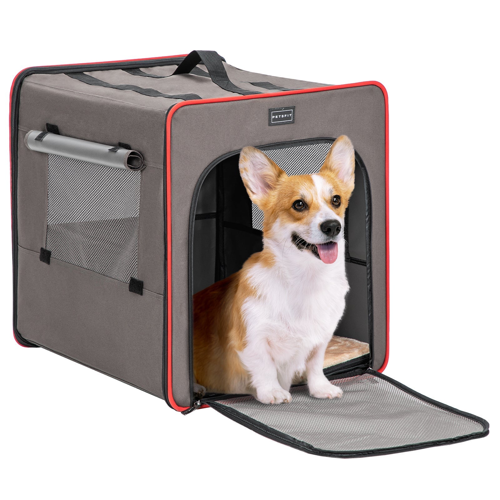PETSFIT Sturdy Wire Frame Soft Pet Crate Collapsible for Travel