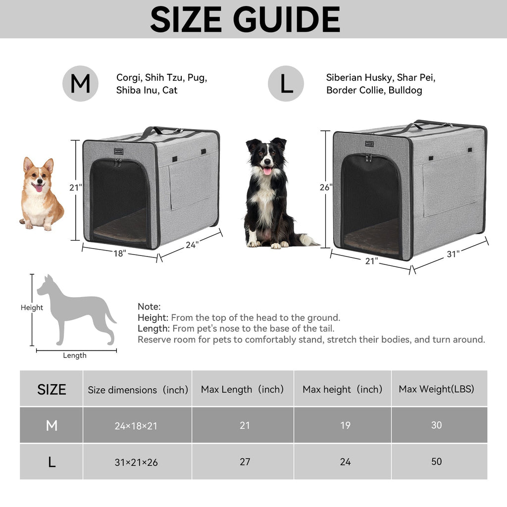 PETSFIT Sturdy Wire Frame Soft Pet Crate Collapsible for Travel