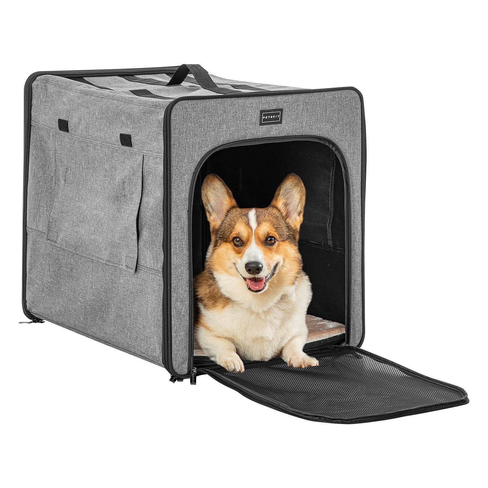 PETSFIT Sturdy Wire Frame Soft Pet Crate Collapsible for Travel