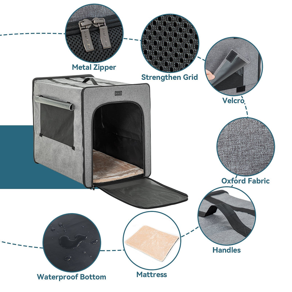 PETSFIT Sturdy Wire Frame Soft Pet Crate Collapsible for Travel