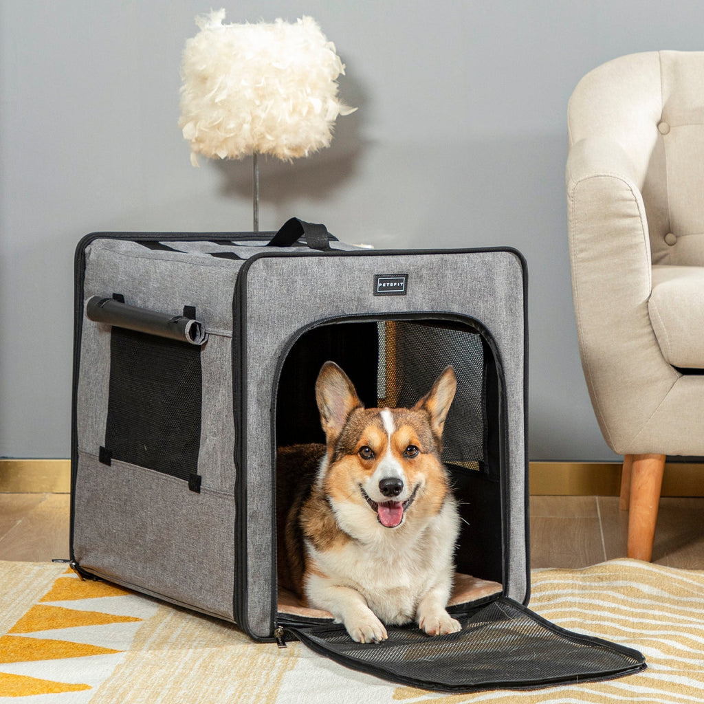 PETSFIT Sturdy Wire Frame Soft Pet Crate Collapsible for Travel