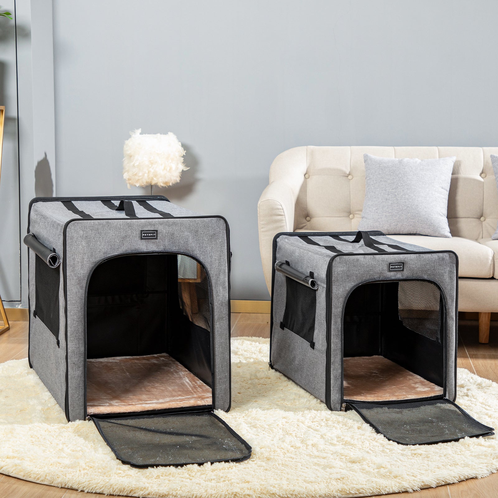 PETSFIT Sturdy Wire Frame Soft Pet Crate Collapsible for Travel