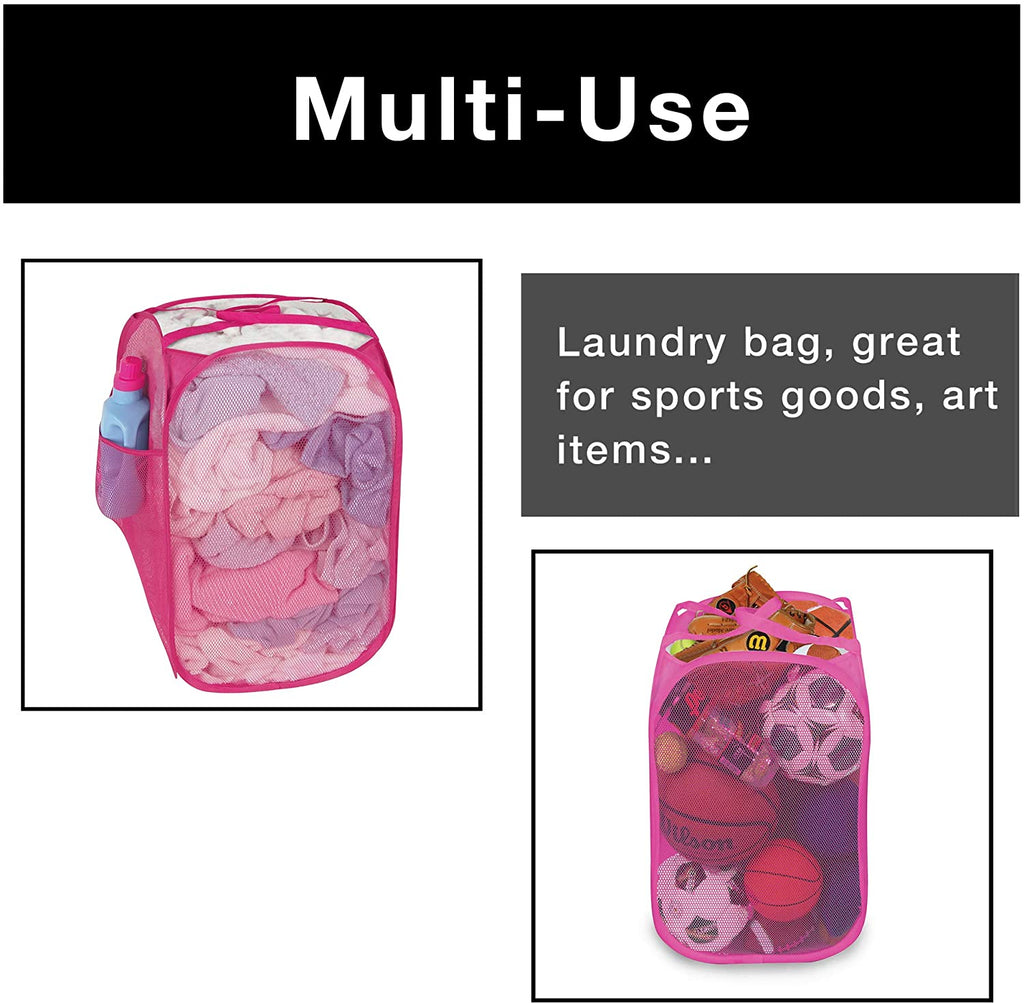Pop-Up Laundry Hamper with Easy Carry Handles and Side Pocket