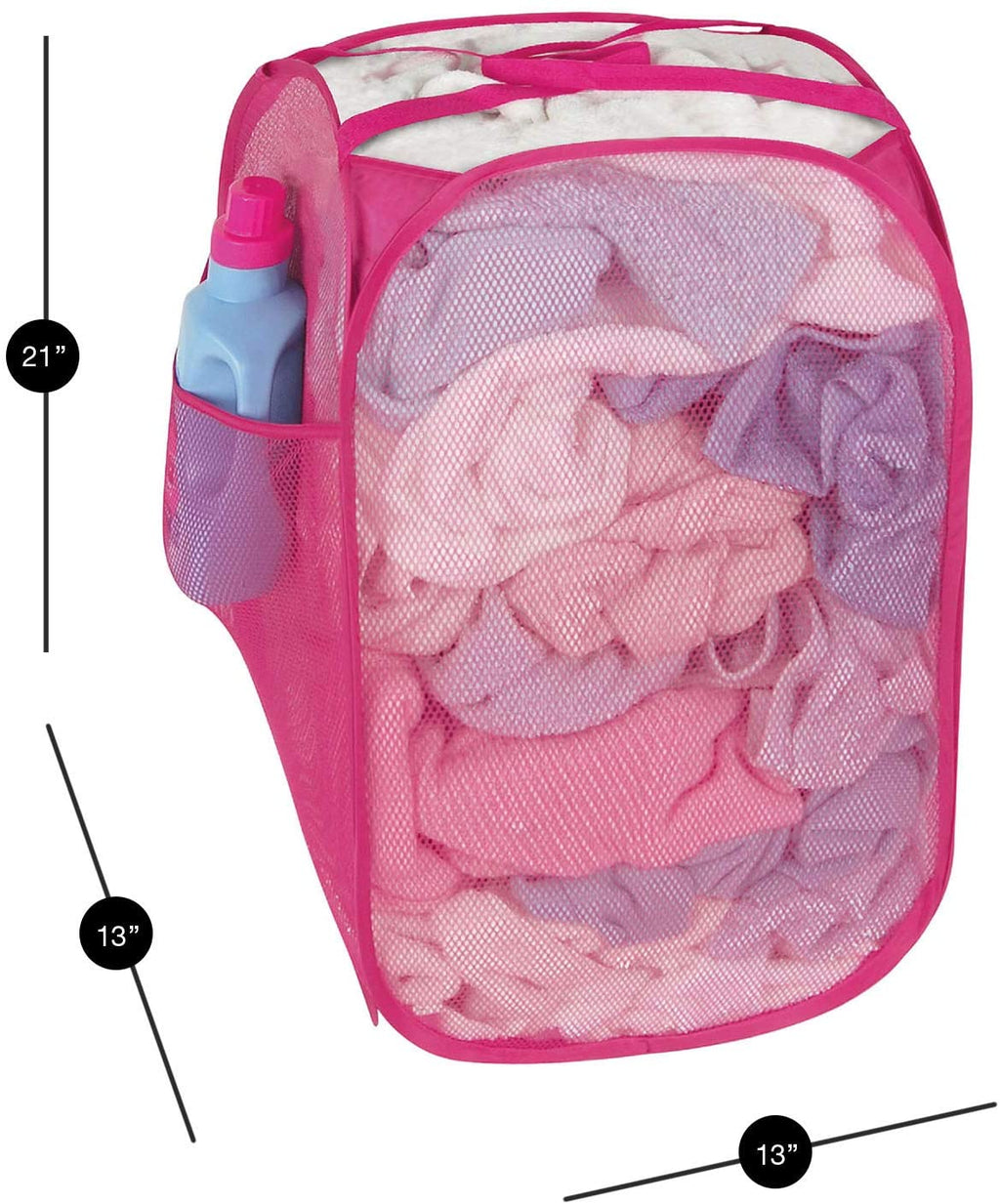 Pop-Up Laundry Hamper with Easy Carry Handles and Side Pocket