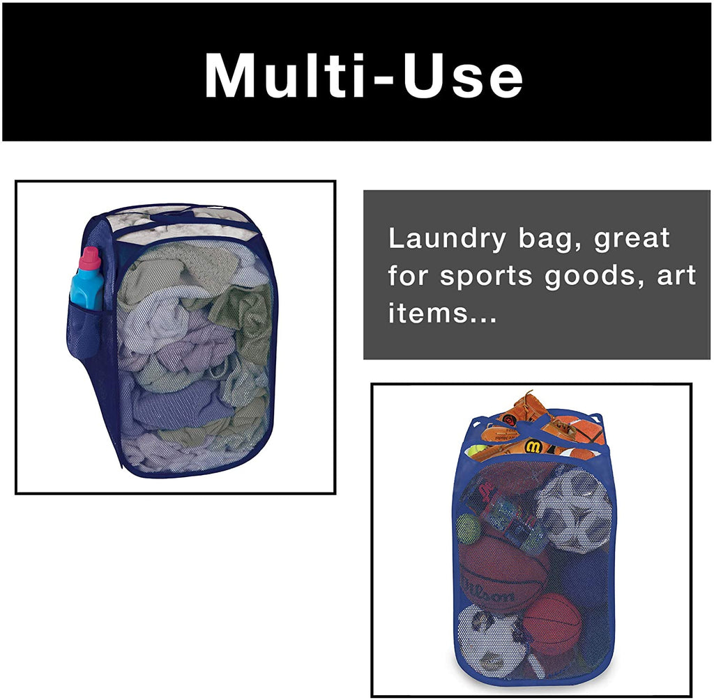 Pop-Up Laundry Hamper with Easy Carry Handles and Side Pocket