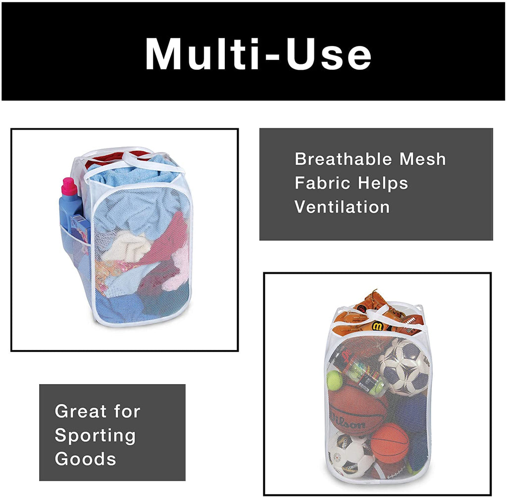 Pop-Up Laundry Hamper with Easy Carry Handles and Side Pocket